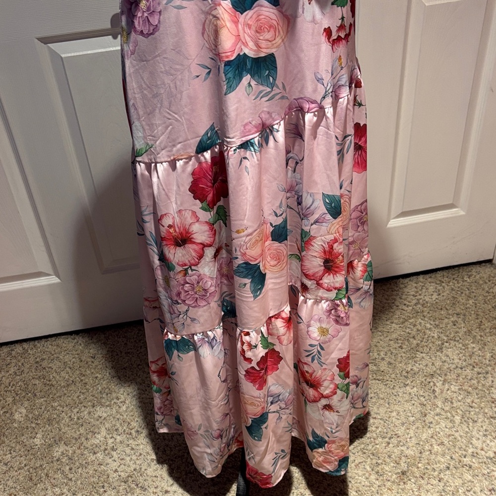 Cupshe Floral Maxi Dress - Pink and Green - Picture 3 of 9